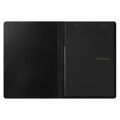 Maruman Mnemosyne HN188A Stapled Black Notepad with Folder - A5 - Squared