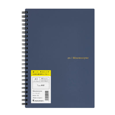 Maruman Mnemosyne N295-72 Spiral Navy Notebook - A5 - Ruled