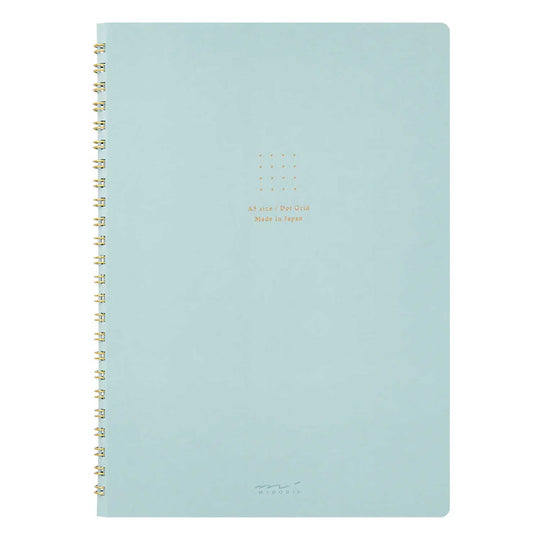 Midori Soft Colour Blue Spiral Notebook - A5, Dotted
