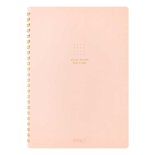 Midori Soft Colour Pink Spiral Notebook - A5, Dotted