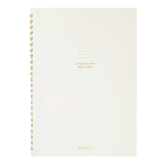 Midori Soft Colour White Spiral Notebook - A5, Dotted