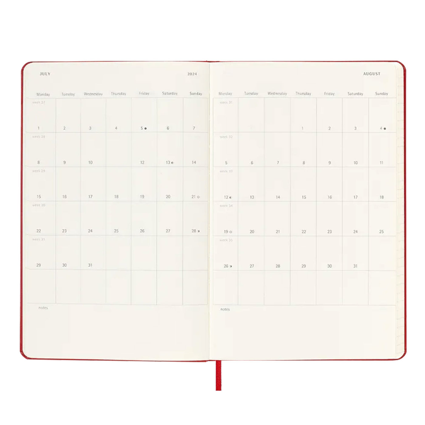 Moleskine 2024 Classic Large Hard Cover Daily Planner - Scarlet Red 5
