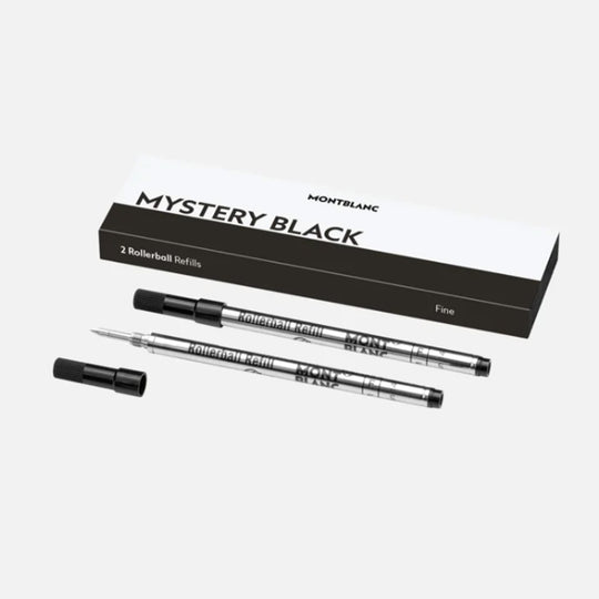 Montblanc 128230 Roller Ball Pen Refill - Mystery Black - Fine - Pack of 2