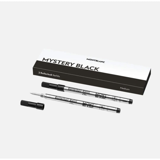 Montblanc 128231 Roller Ball Pen Refill - Mystery Black - Medium - Pack of 2