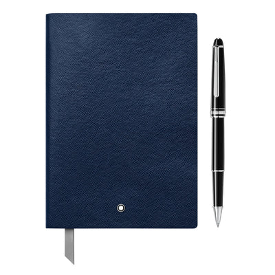 Montblanc Gift Set - Meisterstuck Classique Black Roller Ball Pen & 146 Blue Notebook