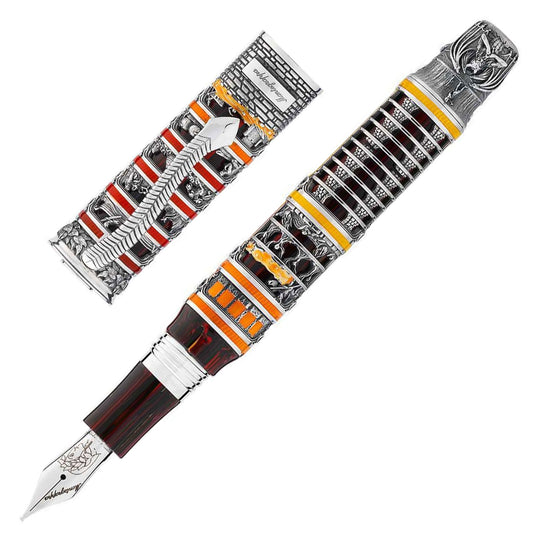 Montegrappa Dante Alighieri Inferno Limited Edition Fountain Pen, Silver - 18K Gold Nib