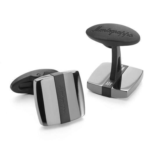 Montegrappa Quadro Cufflinks, Gun Metal & Black