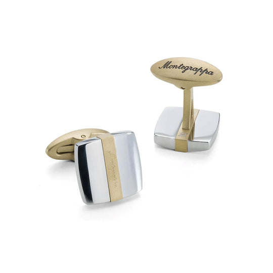Montegrappa Quadro Cufflinks, Steel & Gold