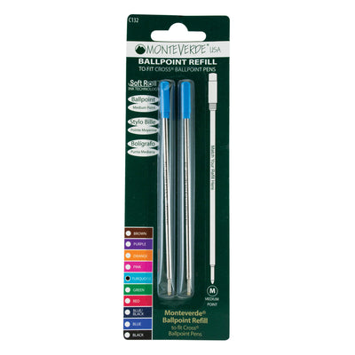 Monteverde Ball Pen Refill for Cross - Medium - Turquoise - Pack of 2 4