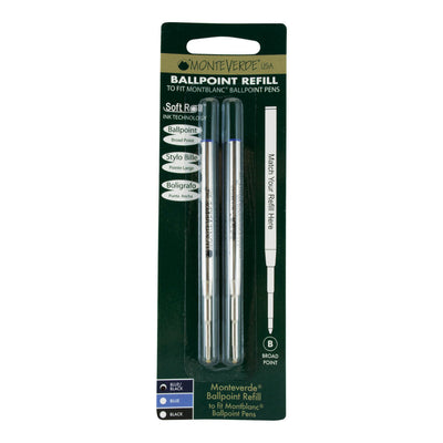 Monteverde Ball Pen Refill for Montblanc - Broad - Blue Black - Pack of 2 4