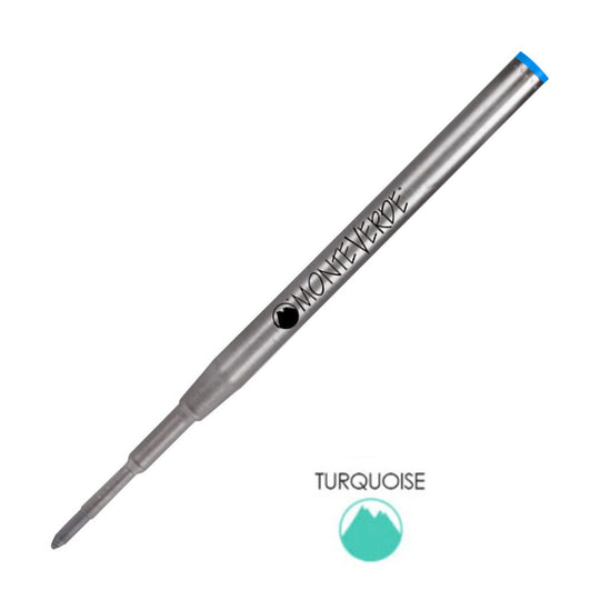 Monteverde Ball Pen Refill for Montblanc - Medium - Turquoise - Pack of 2