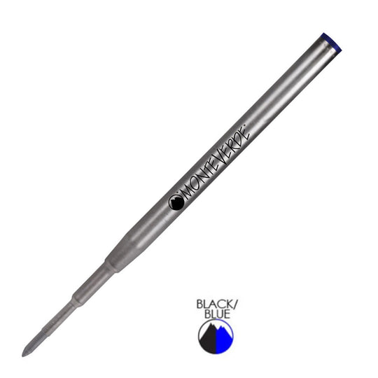Monteverde Ceramic Gel Ball Pen Refill for Montblanc - Medium - Blue Black - Pack of 2