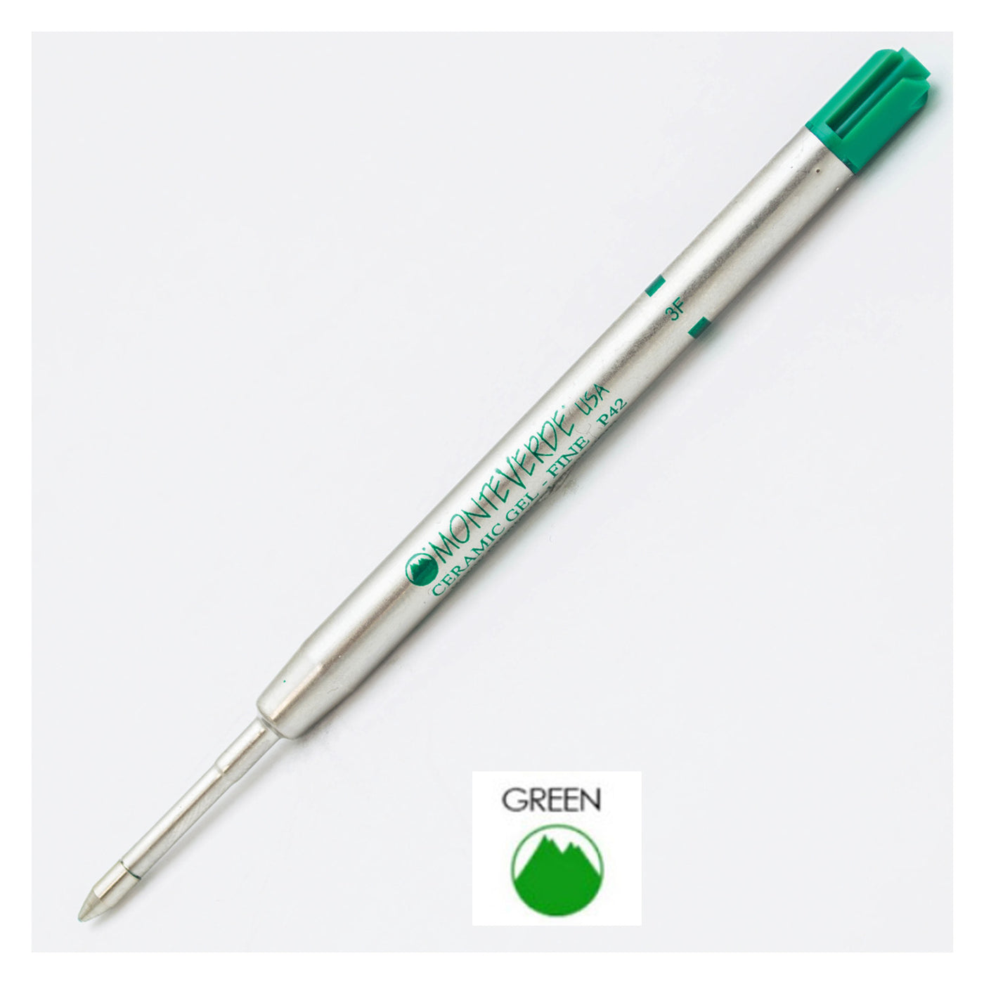 Monteverde Ceramic Gel Ball Pen Refill for Parker - Fine - Green - Pack of 2 1