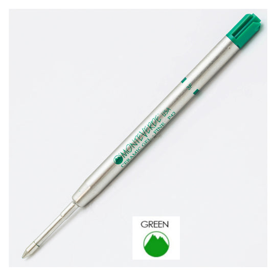 Monteverde Ceramic Gel Ball Pen Refill for Parker - Fine - Green - Pack of 2