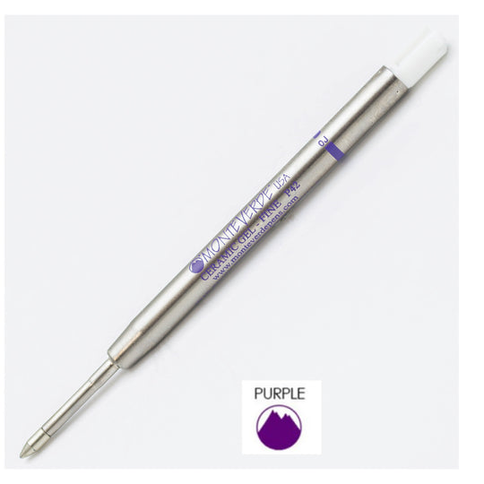 Monteverde Ceramic Gel Ball Pen Refill for Parker - Fine - Purple - Pack of 2