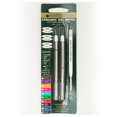 Monteverde Ceramic Gel Ball Pen Refill for Parker - Fine - Purple - Pack of 2 3