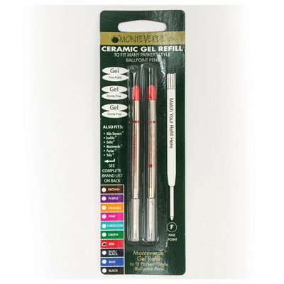 Monteverde Ceramic Gel Ball Pen Refill for Parker - Fine - Red - Pack of 2 3