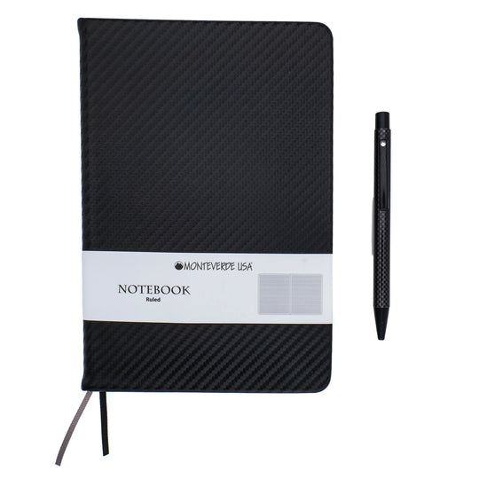 Monteverde Gift Set - Carbonetta Black PVD Gel Ball Pen with A5 Notebook
