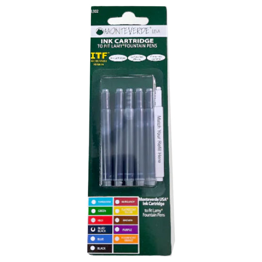 Monteverde Ink Cartridge Pack of 5 (for Lamy Fountain Pens) - Blue Black