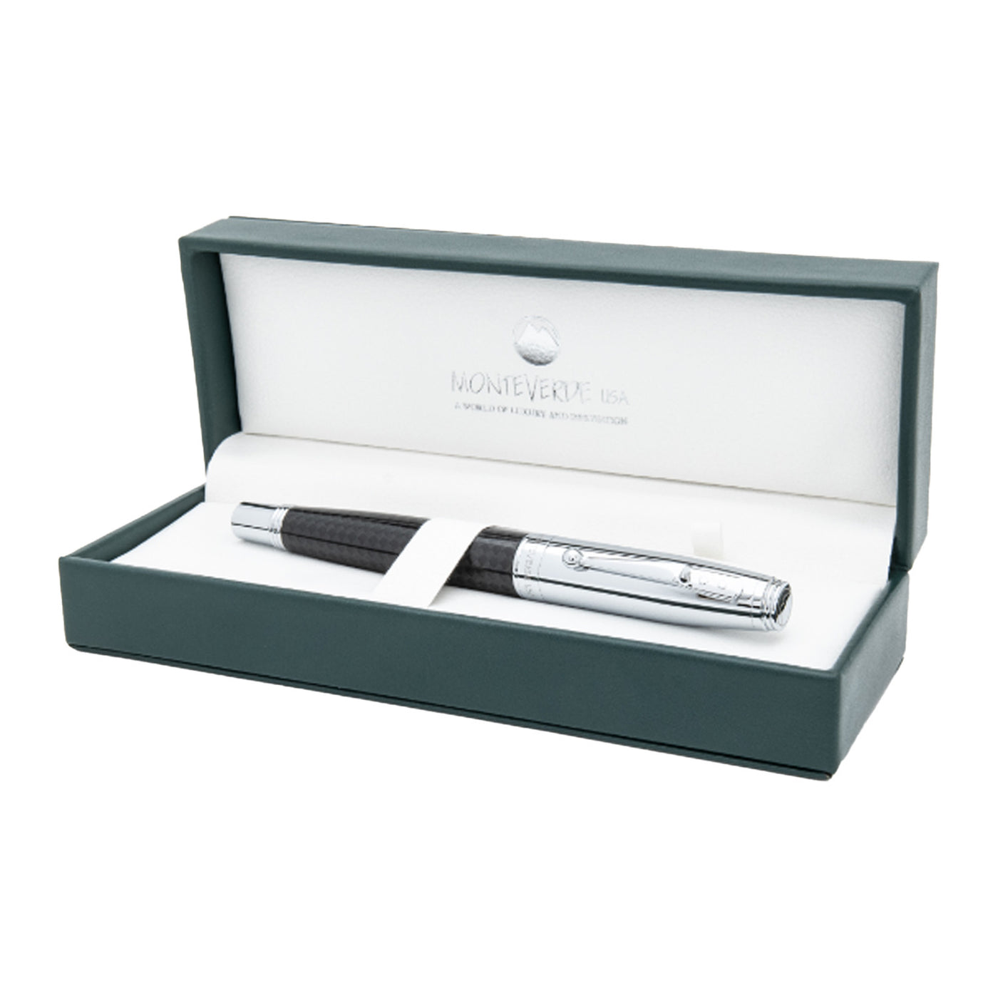 Monteverde Invincia Fountain Pen - Chrome & Carbon Fibre 13