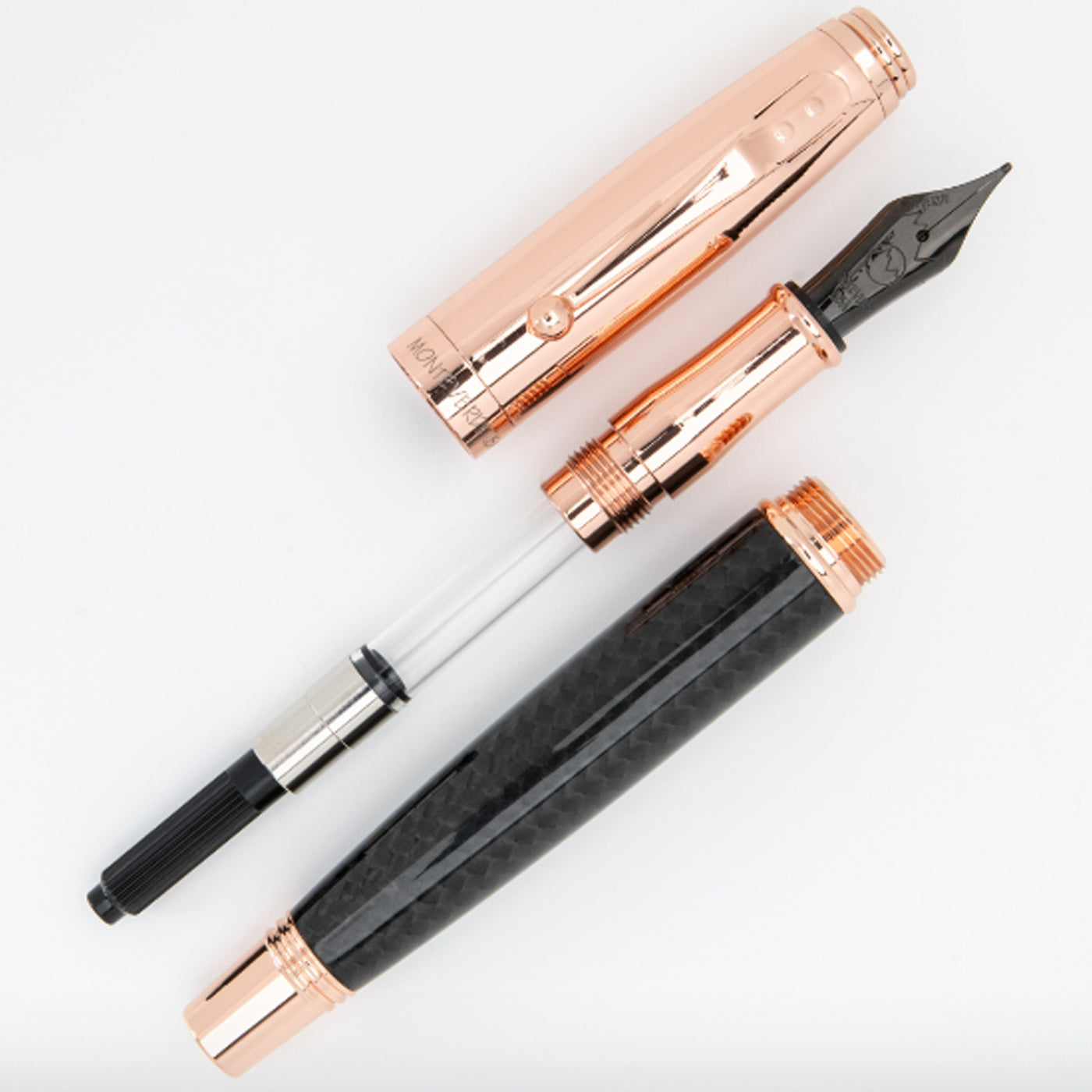 Monteverde Invincia Fountain Pen - Rosegold & Carbon Fibre 4