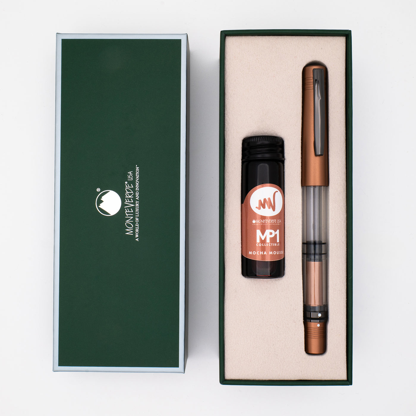 Monteverde MP1 Mocha Mousse Fountain Pen with 15ml Mocha Mousse Ink Bottle