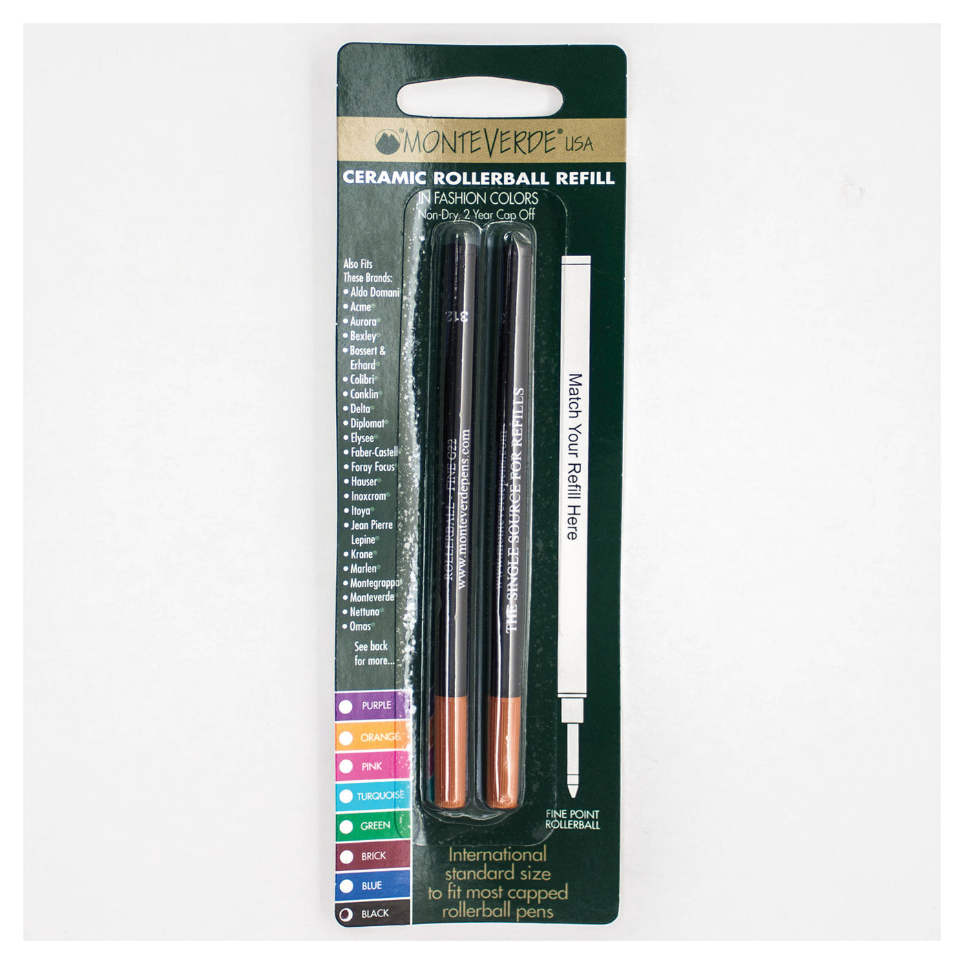 Monteverde Roller Ball Pen Refill - Fine - Black - Pack of 2 3