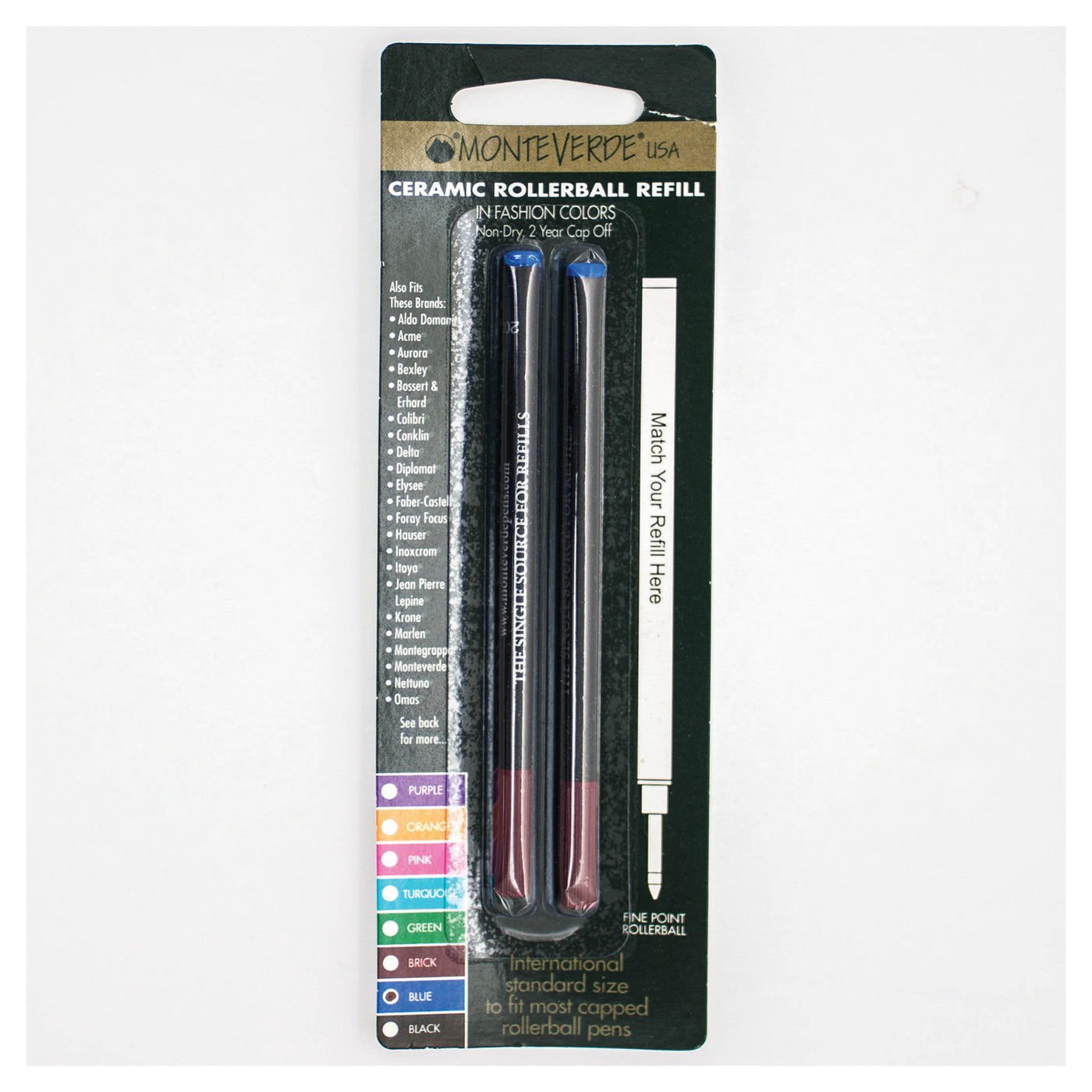 Monteverde Roller Ball Pen Refill - Fine - Blue - Pack of 2 3