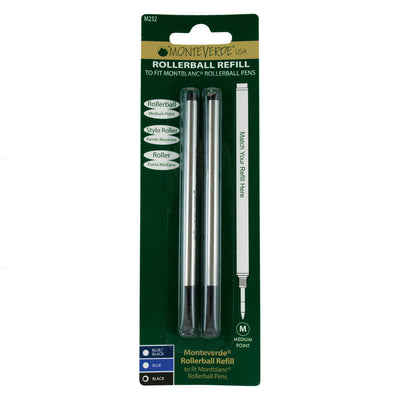 Monteverde Roller Ball Pen Refill for Montblanc - Medium - Black - Pack of 2 4