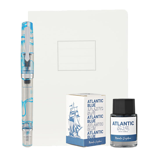 Nahvalur Original Plus Gift Set of Fountain Pen, Notebook & Ink - Azureus Blue