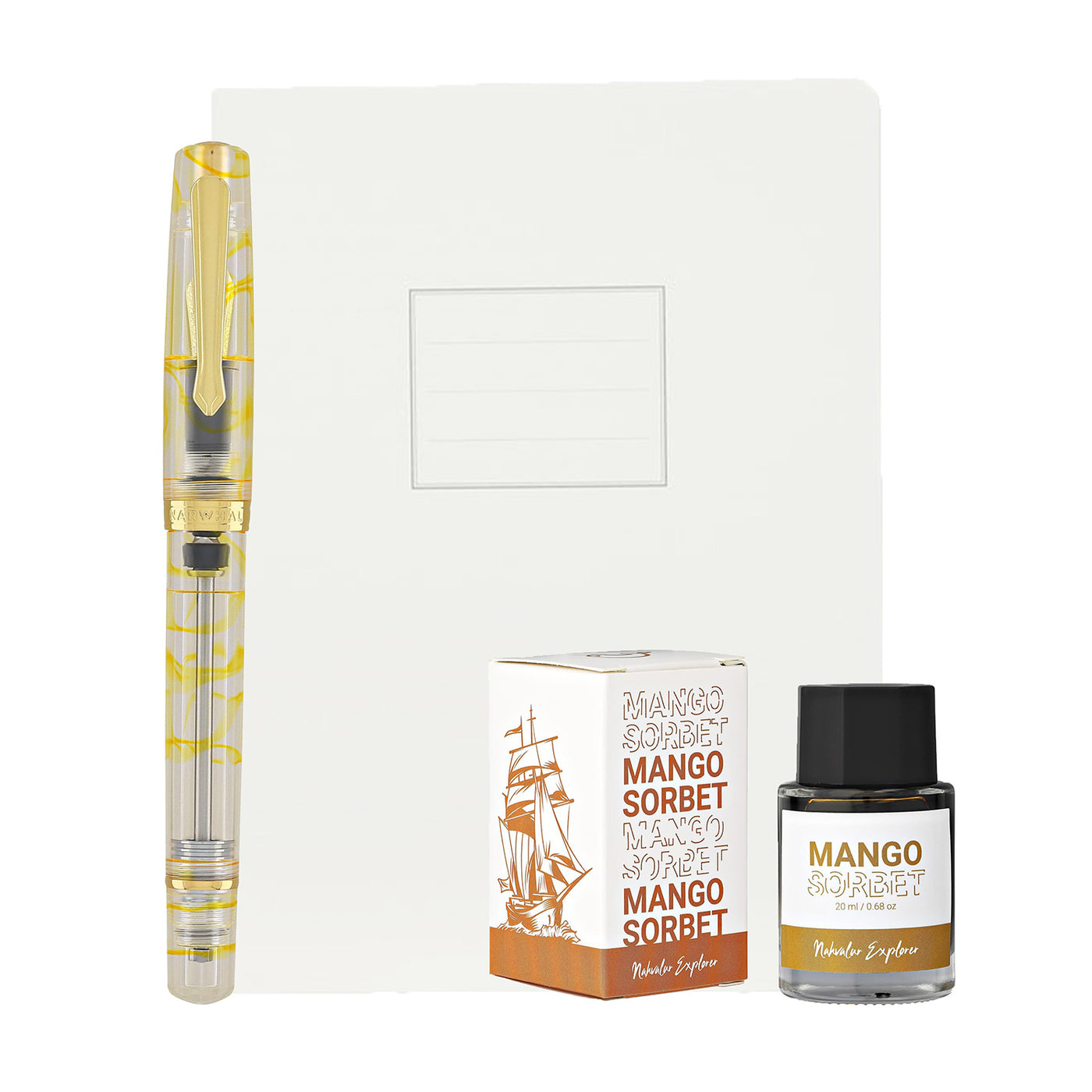 Nahvalur Original Plus Gift Set of Fountain Pen, Notebook & Ink - Gold Ocellatus 1