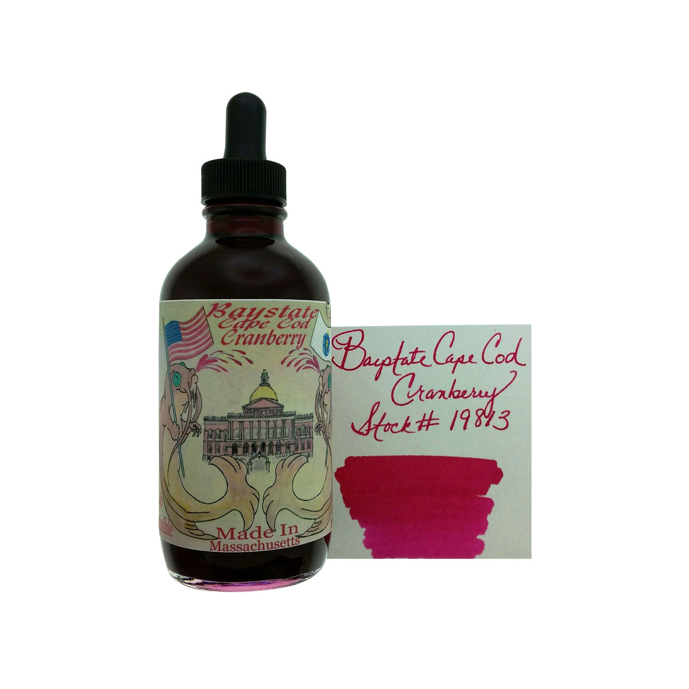 Noodler's 19813 Baystate Cape Cod Cranberry Ink Bottle with Free Fountain Pen Pink - 133ml
