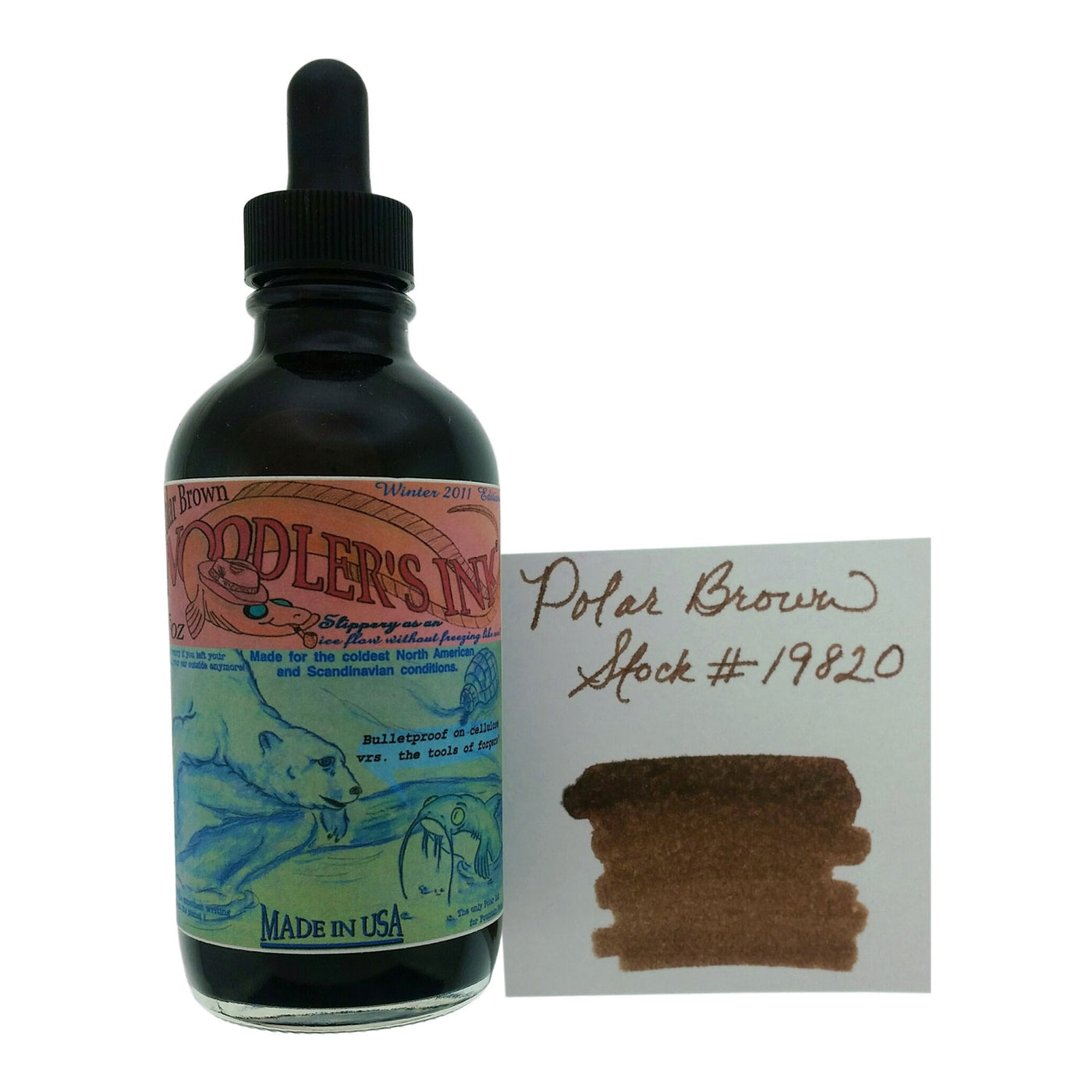 Noodler's 19820 Polar Brown Ink Bottle with Free Fountain Pen Brown - 133ml