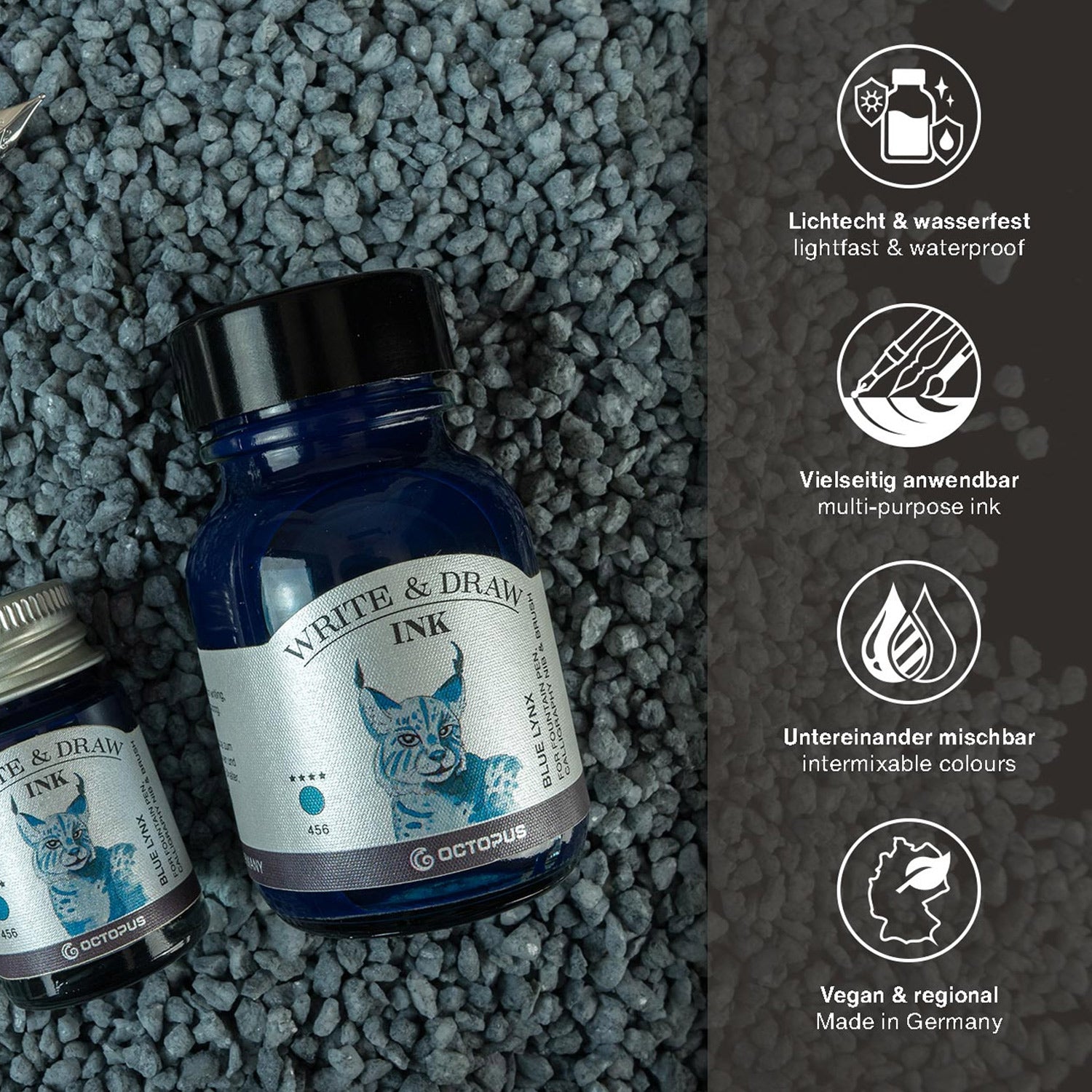Halibut Ink Octopus Write & Draw Ink Bottle, Blue Lynx - 50ml – Makoba