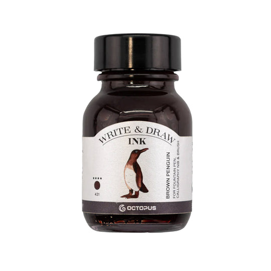 Octopus Write & Draw Ink Bottle, Brown Penguin - 50ml