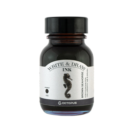 Octopus Write & Draw Ink Bottle, Brown Seahorse - 50ml