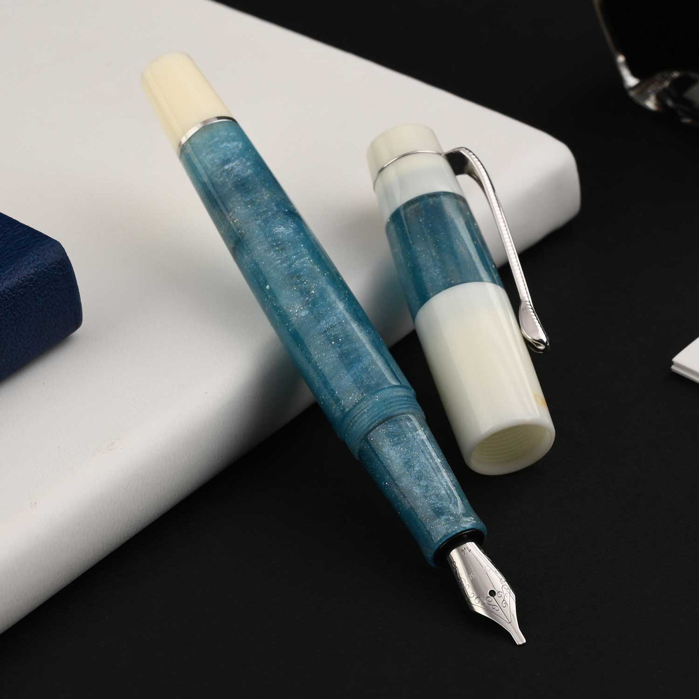 Opus 88 Koloro Fountain Pen - White & Blue 7