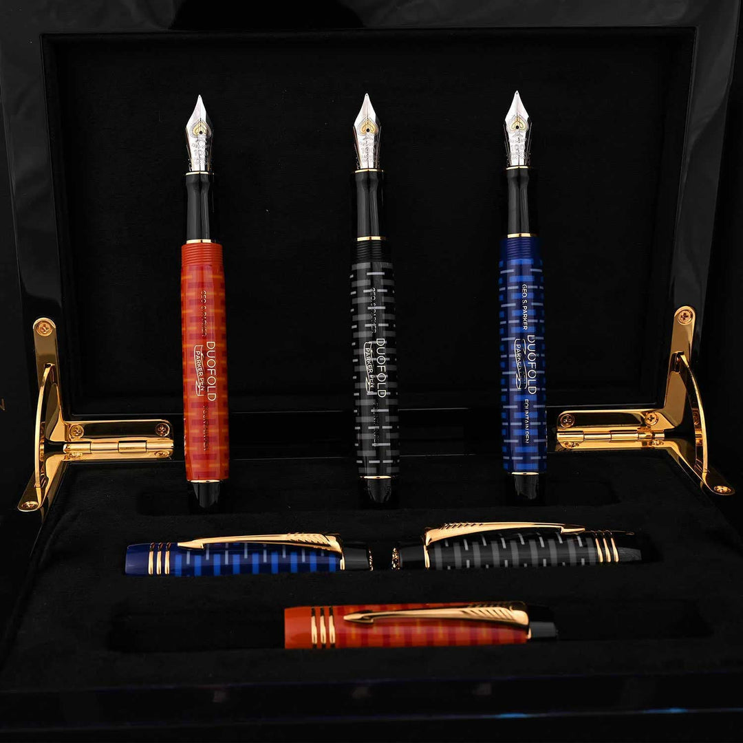 Parker Duofold 100th Anniversary Limited Edition Fountain Pen, Assorted  (Set Of 3) 18K Gold Nib