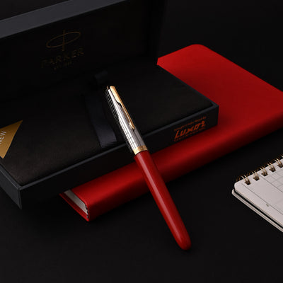 Parker 51 Premium Fountain Pen - Rage Red GT 12