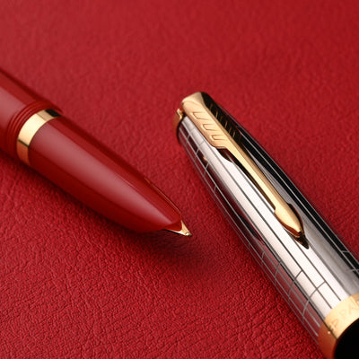 Parker 51 Premium Fountain Pen - Rage Red GT 9