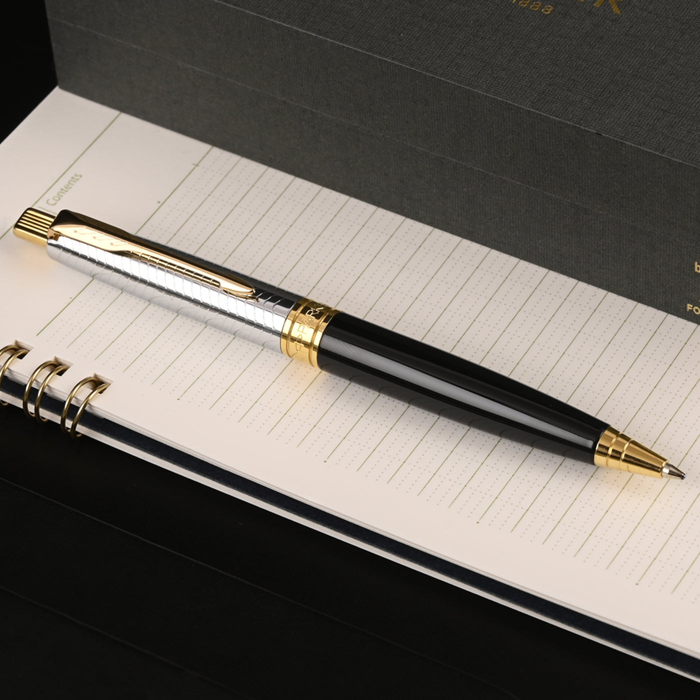Parker Aster Ball Pen - Contemporary Black & Chrome GT 7