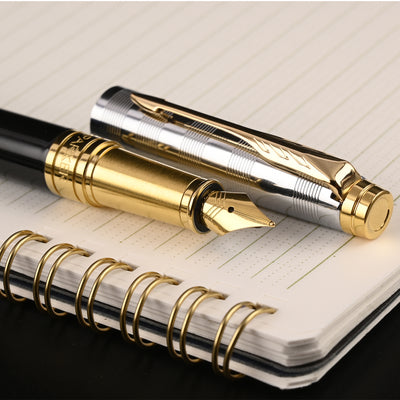Parker Aster Fountain Pen - Deluxe Black & Chrome GT 10