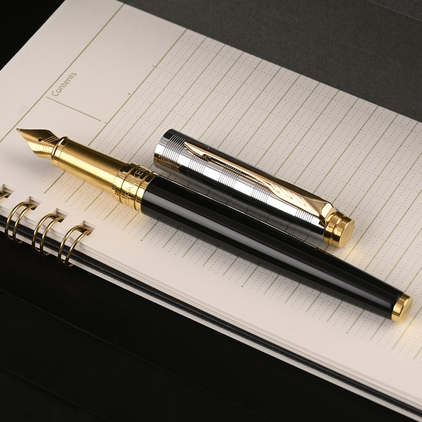 Parker Aster Fountain Pen - Deluxe Black & Chrome GT 8