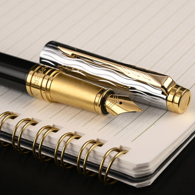 Parker Aster Fountain Pen - Essential Black & Chrome GT 11