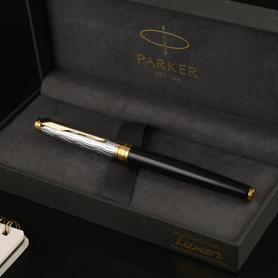 Parker Aster Fountain Pen - Essential Black & Chrome GT 15