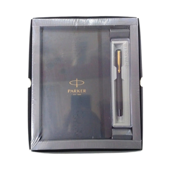Parker Gift Set - Vector Matte Black GT Roller Ball Pen with Parker Notebook
