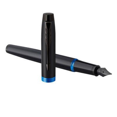 Parker IM Vibrant Rings Fountain Pen - Marine Blue Black BT 1