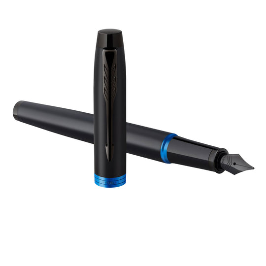 Parker IM Vibrant Rings Fountain Pen - Marine Blue Black BT