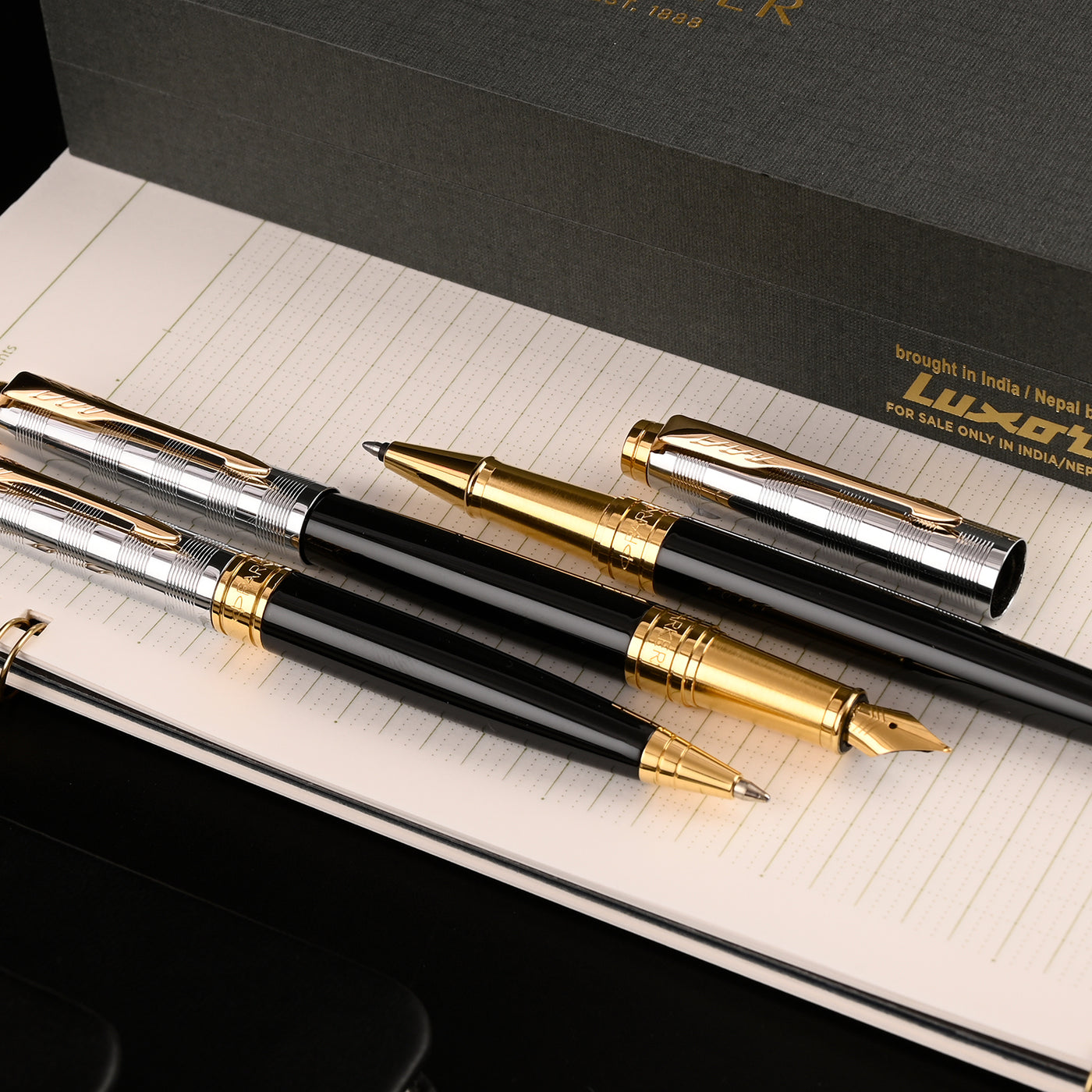 Parker Aster Ball Pen - Deluxe Black & Chrome GT 10