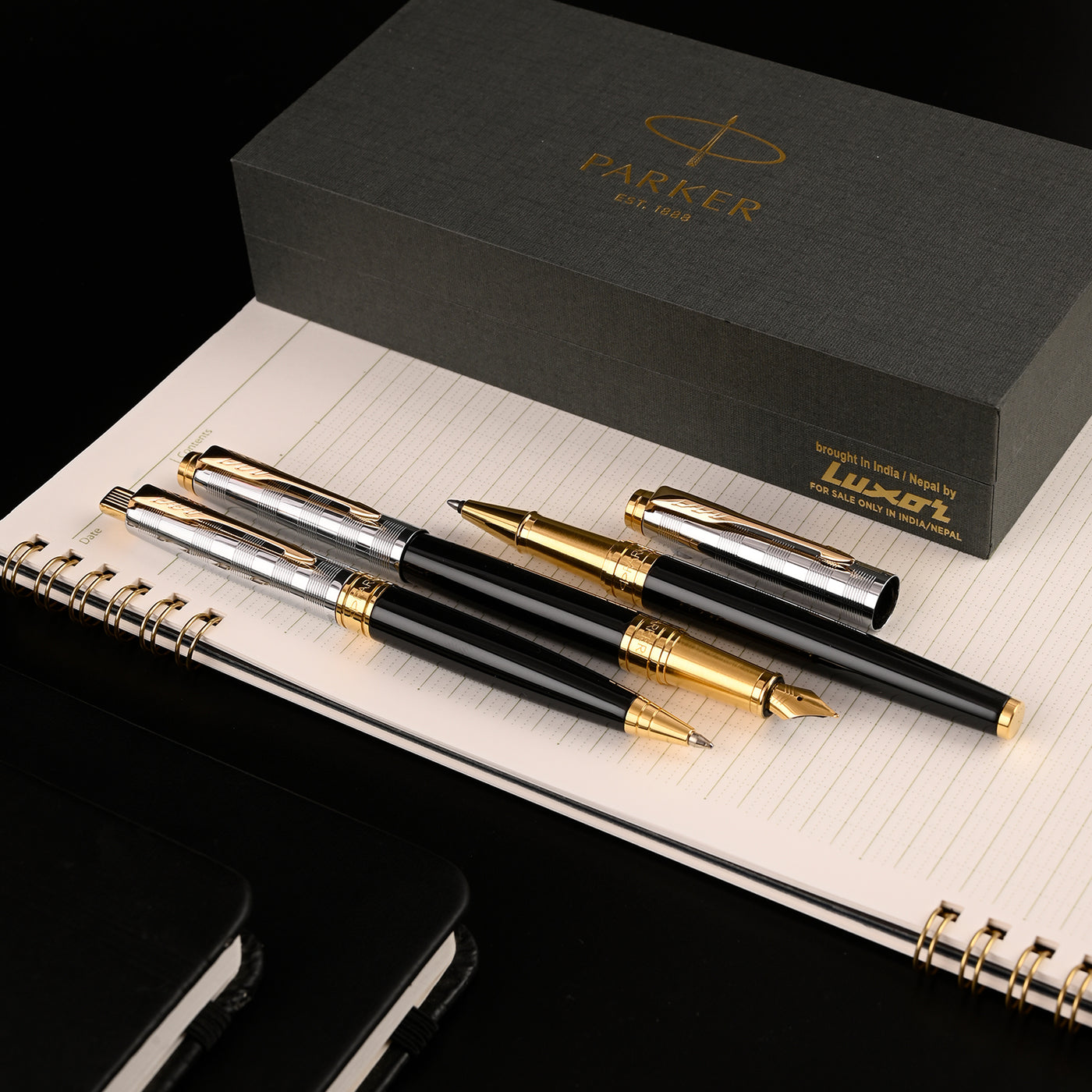 Parker Aster Ball Pen - Deluxe Black & Chrome GT 12